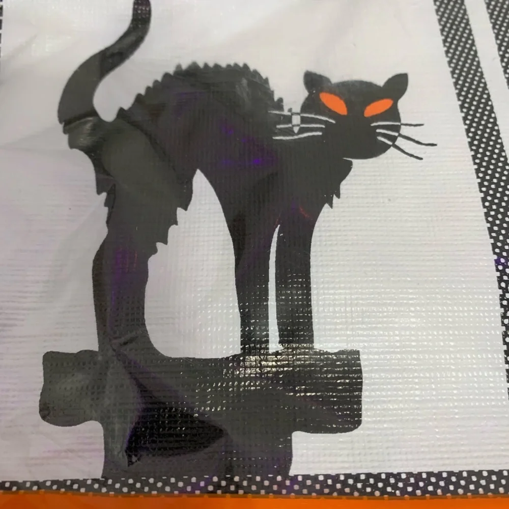 Vintage Halloween Witch Kitty Cat Pumpkin Bat Tablecloth - Oblong - 52”x70” -NEW